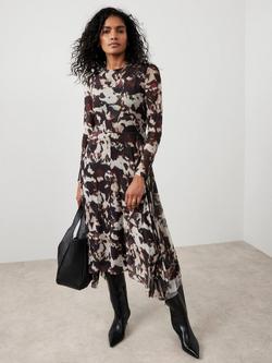 Mint Velvet Abstract Hanky Hem Midi Dress, Burgundy/Multi, Burgundy/Multi