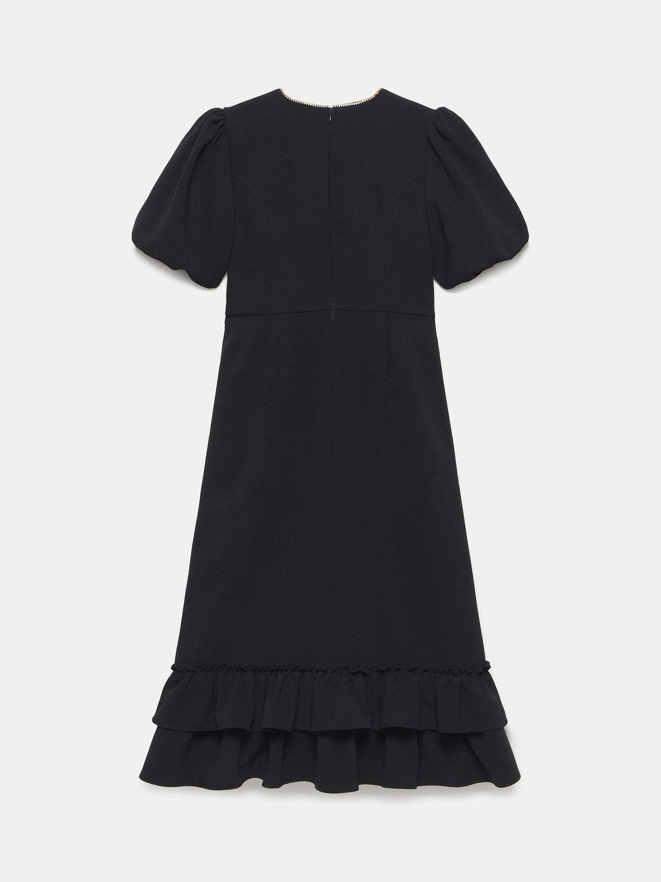 Mint Velvet Diamante Trim Midi Dress, Black