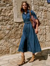 Hobbs Francesca Denim Mini Dress, Mid Wash Blue