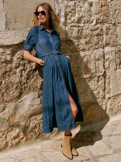 Mint Velvet Denim Midi Shirt Dress, Blue Navy - view 2, Blue Navy