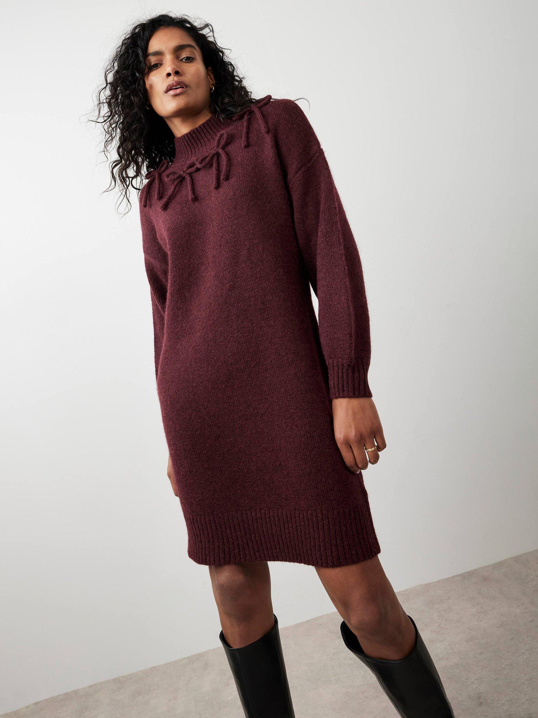 mint velvet knit dress Mint Velvet Knit Contrast Cuff Dress - Black