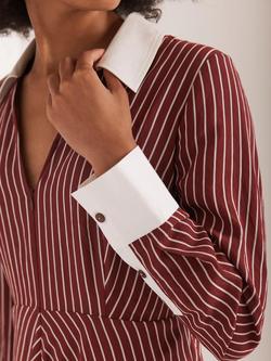 Mint Velvet Striped Maxi Shirt Dress, Red Burgundy, Red Burgundy