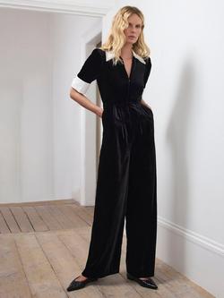 Mint Velvet Embellished Wide Leg Jumpsuit, Black, Black