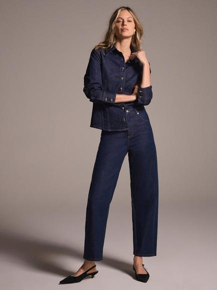 Mint Velvet Comfort Stretch Barrel Leg Jeans, Blue Navy, Blue Navy