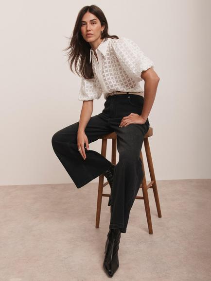 Mint Velvet Applique Petal Shirt, Ivory - view 2, Ivory