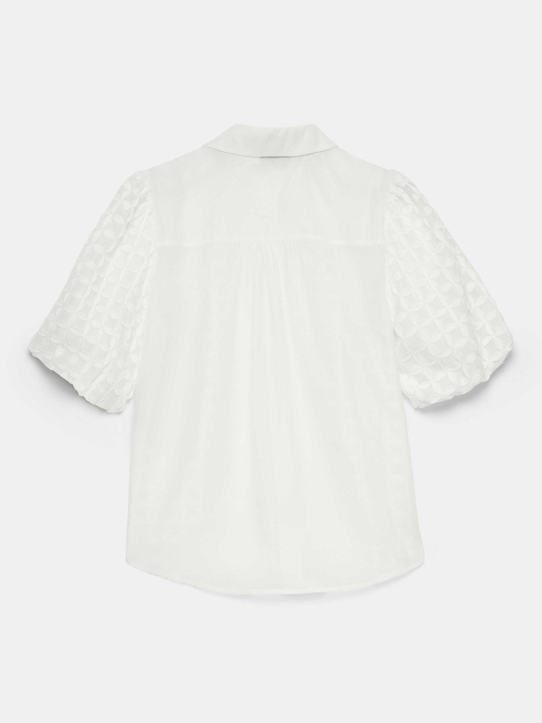 Product image 7 of 7, which shows Mint Velvet Applique Petal Shirt, Ivory, XS