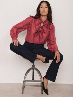 Mint Velvet Bow Detail Long Sleeve Top, Pink - view 2, Pink