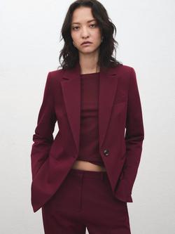 Mango Boreal Single Button Blazer, Dark Red