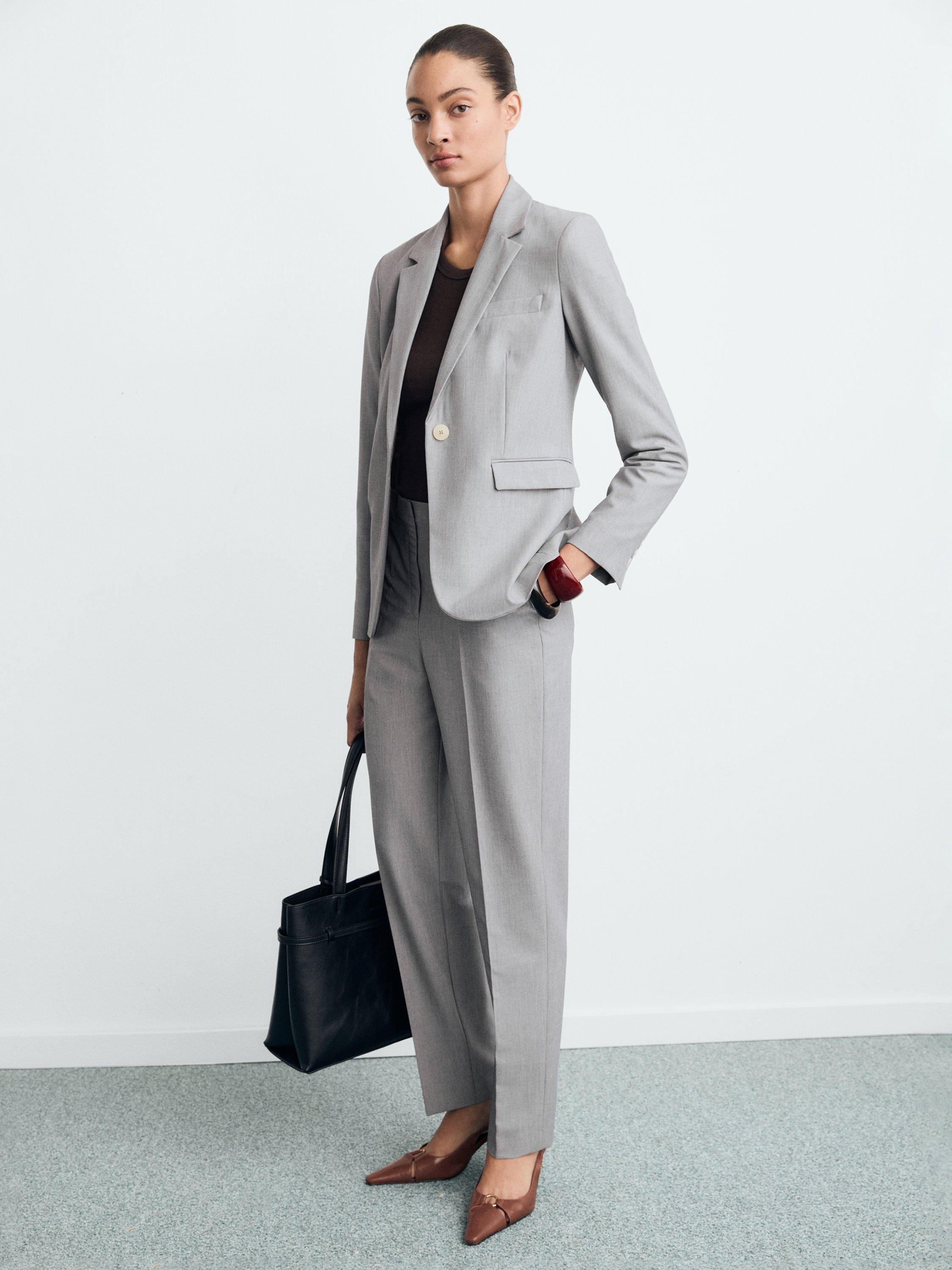 Product image 1 of 8, which shows Mango Borevi Single Breasted Blazer, Grey, 10