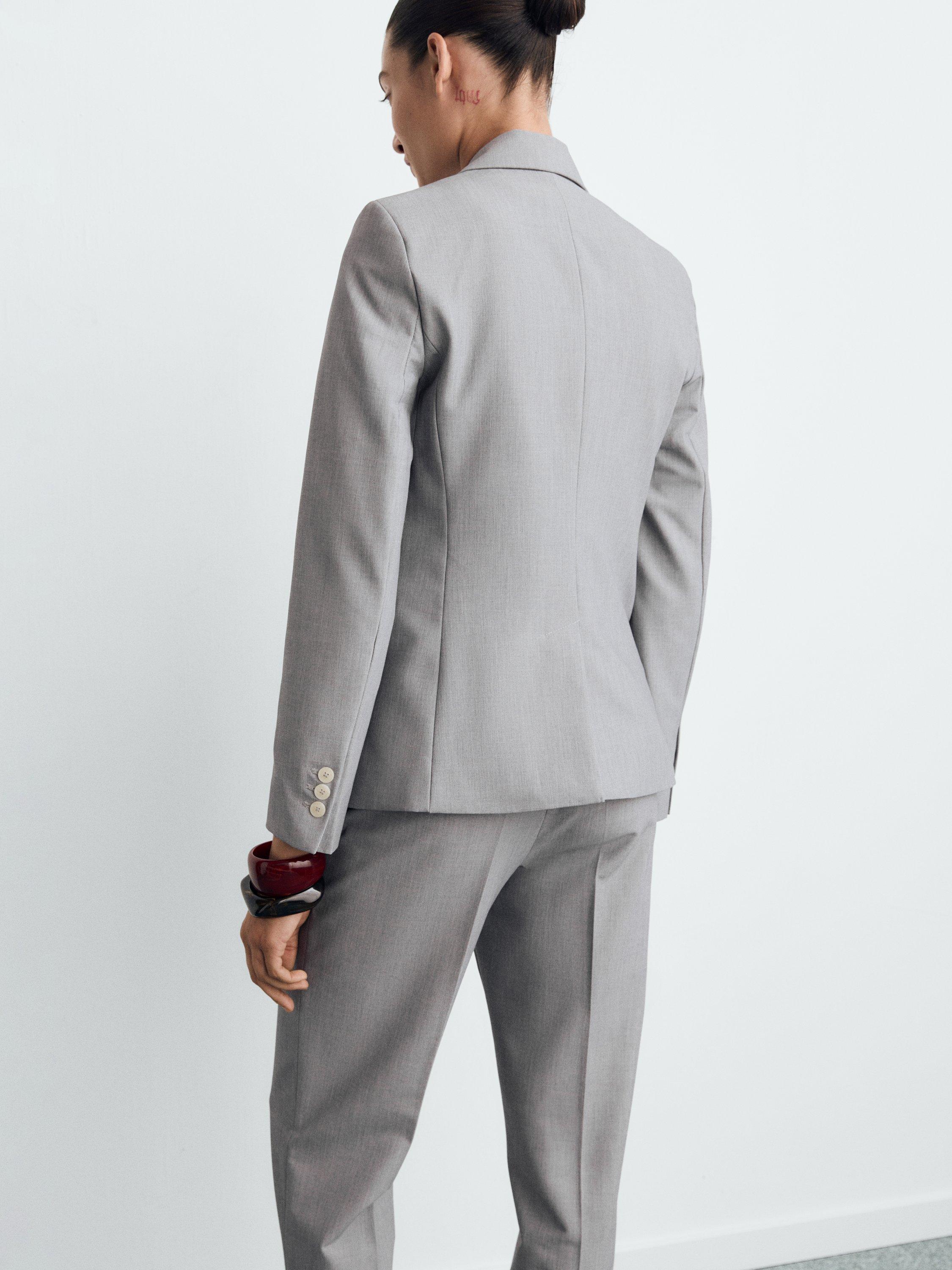 Product image 2 of 8, which shows Mango Borevi Single Breasted Blazer, Grey, 10