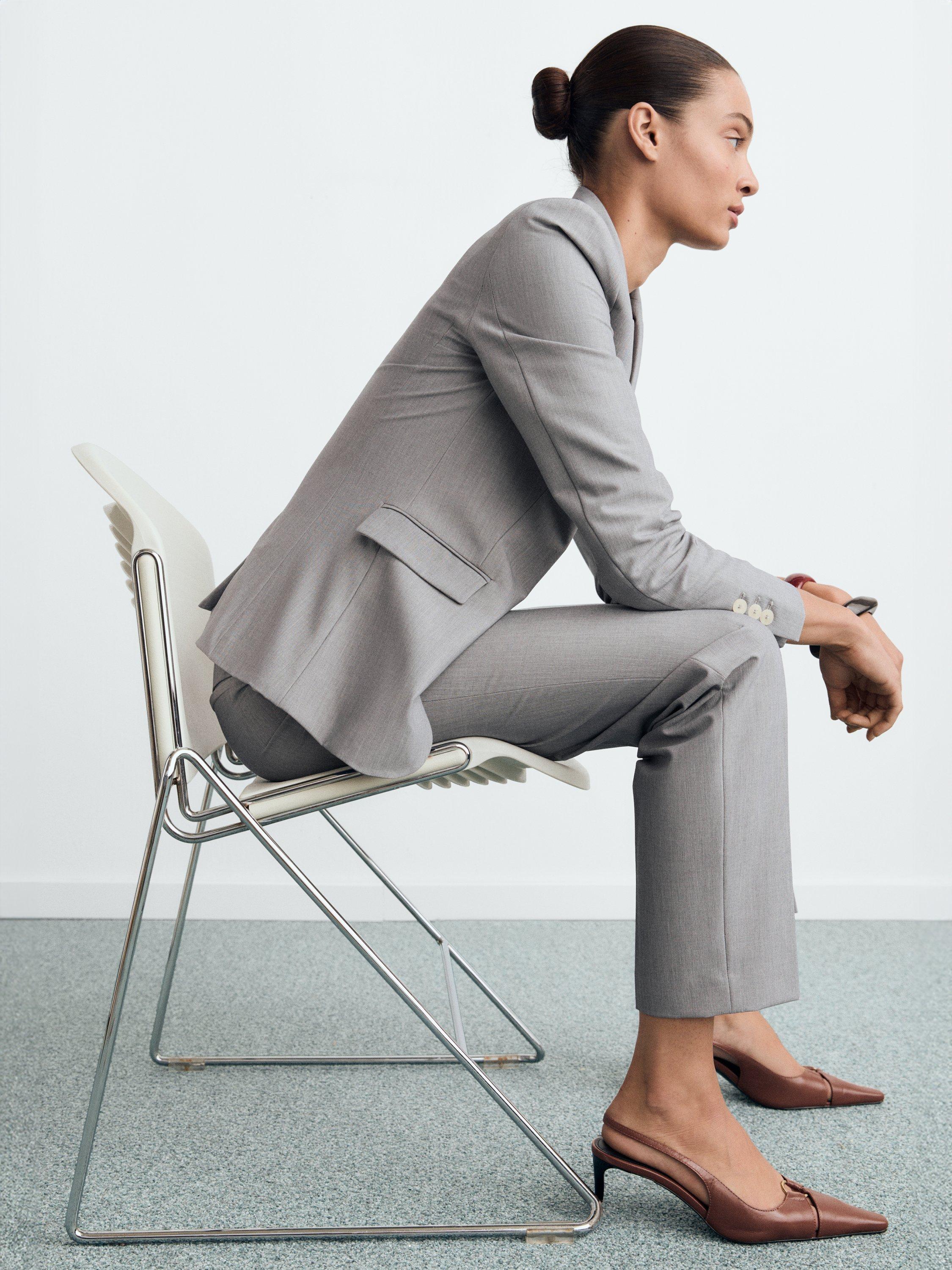 Product image 5 of 8, which shows Mango Borevi Single Breasted Blazer, Grey, 10