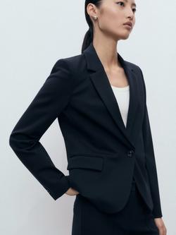 Mango Paloma Single Button Blazer, Navy