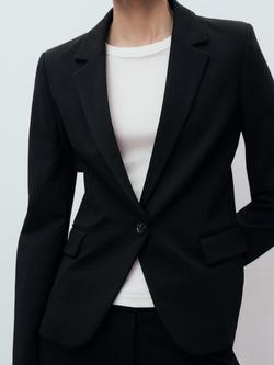Mango Paloma Single Button Blazer, Black
