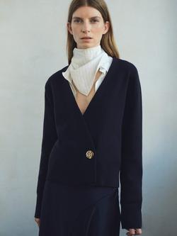 Mango Anita V Neck Cardigan, Navy