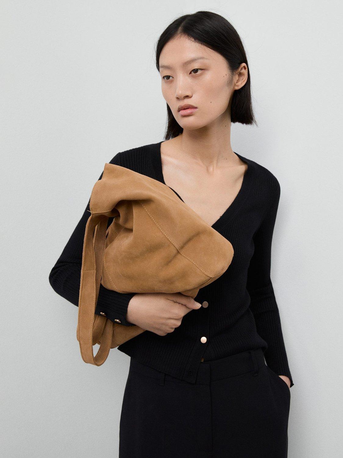 Product image 2 of 7, which shows Mango Botona V-Neck Cardigan, Black, XS