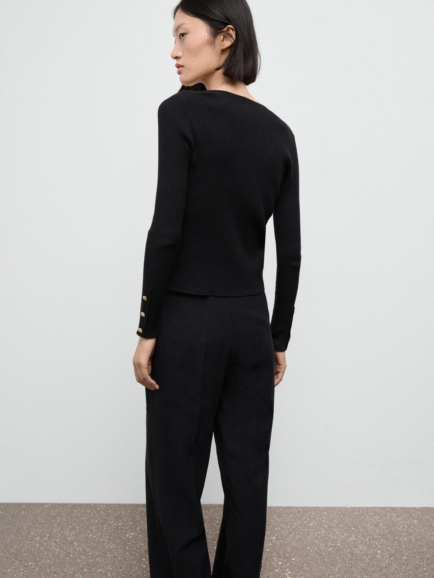 Product image 4 of 7, which shows Mango Botona V-Neck Cardigan, Black, XS