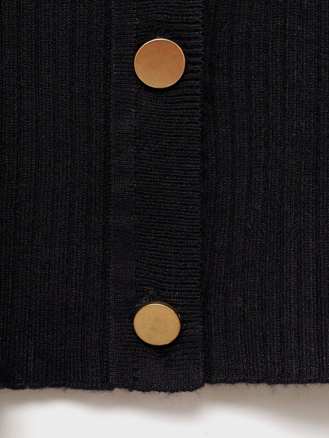 Product image 5 of 7, which shows Mango Botona V-Neck Cardigan, Black, XS