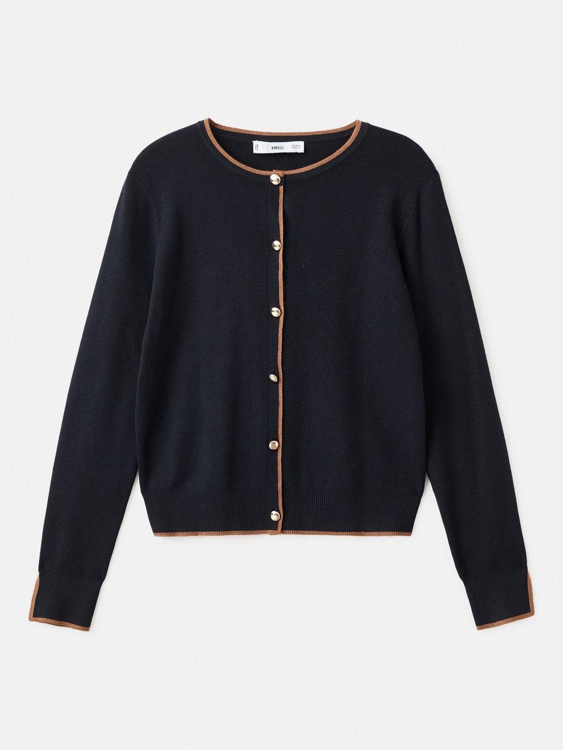 Product image 3 of 8, which shows Mango Lucca Colour Contrast Cardigan, Navy, XS