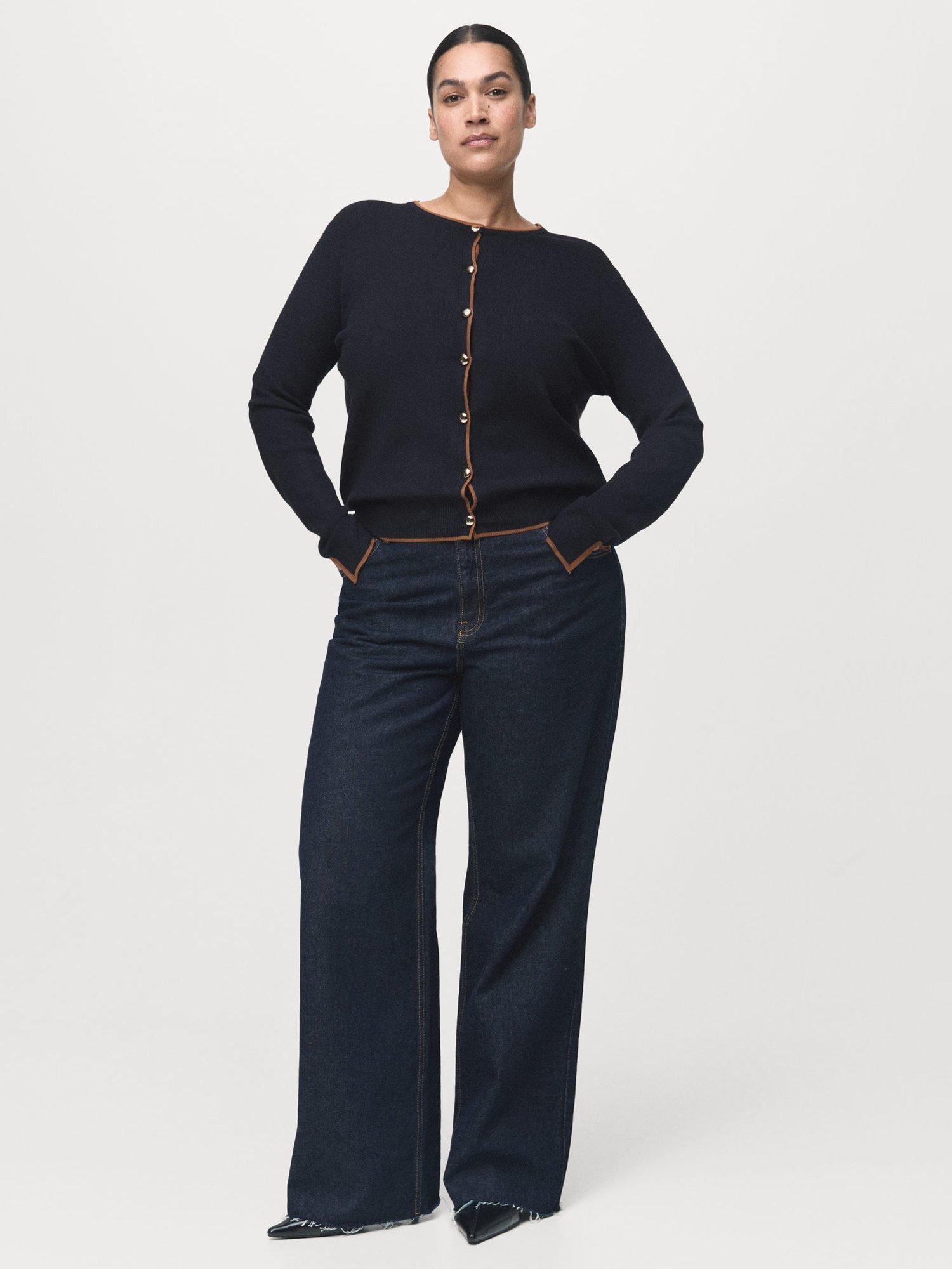 Product image 7 of 8, which shows Mango Lucca Colour Contrast Cardigan, Navy, XS