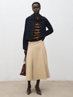 Mango Lucca Stripe Round Neck Cardigan - view 2, Medium Brown