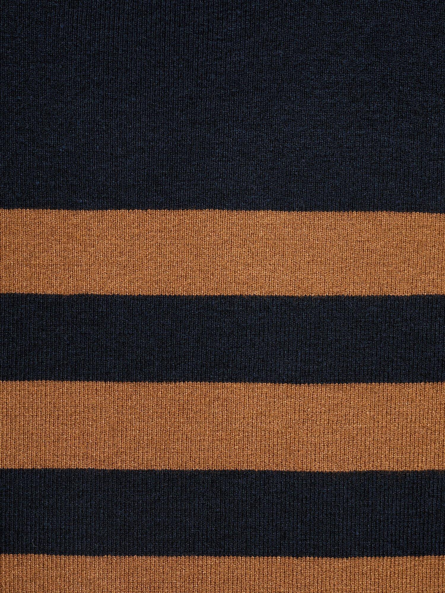 Product image 7 of 7, which shows Mango Lucca Stripe Round Neck Cardigan, Medium Brown, XS