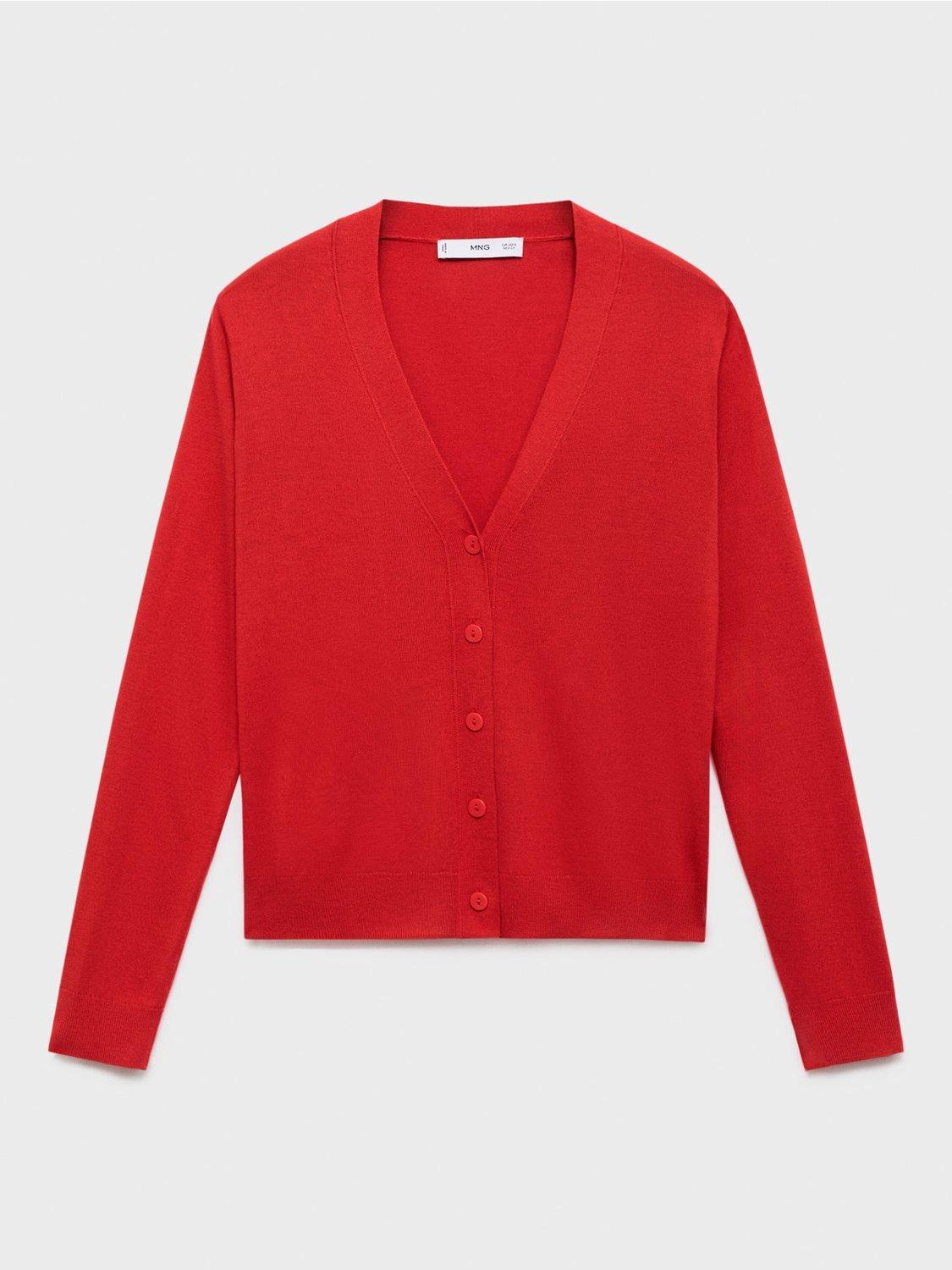 Product image 3 of 8, which shows Mango Lucca V-Neck Cardigan, Red, XS