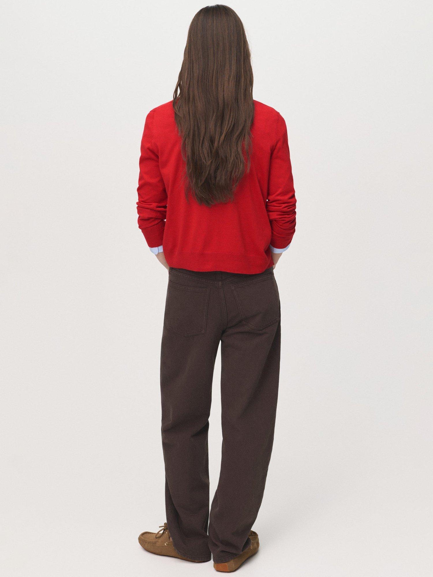 Product image 4 of 8, which shows Mango Lucca V-Neck Cardigan, Red, XS