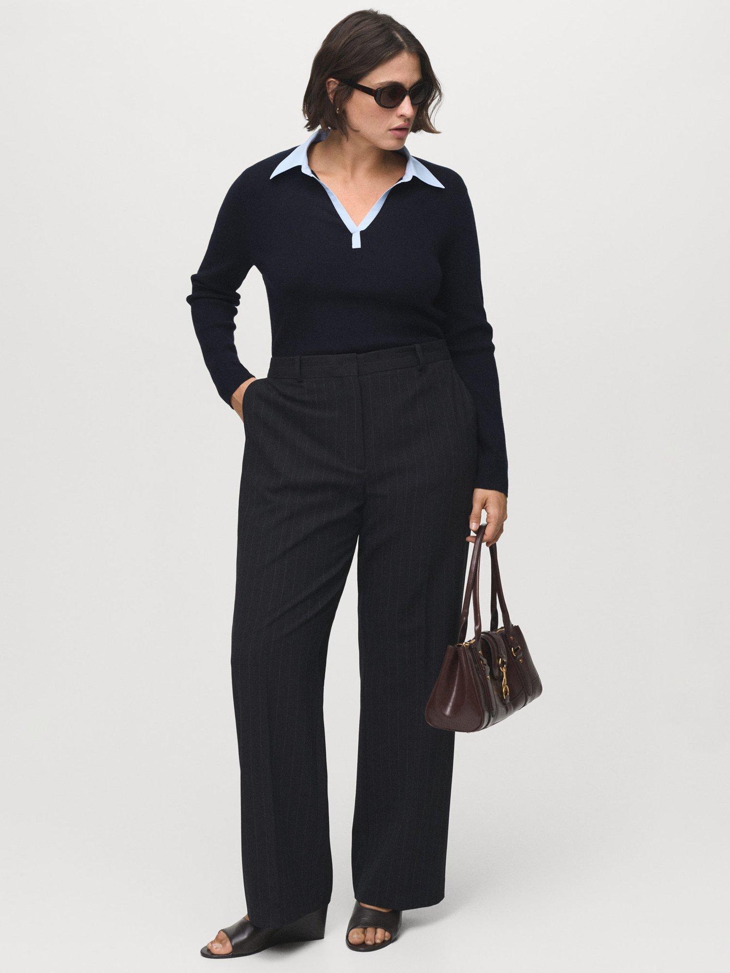 Product image 7 of 8, which shows Mango Mari V-Neck Collar Jumper, Navy, XXXL