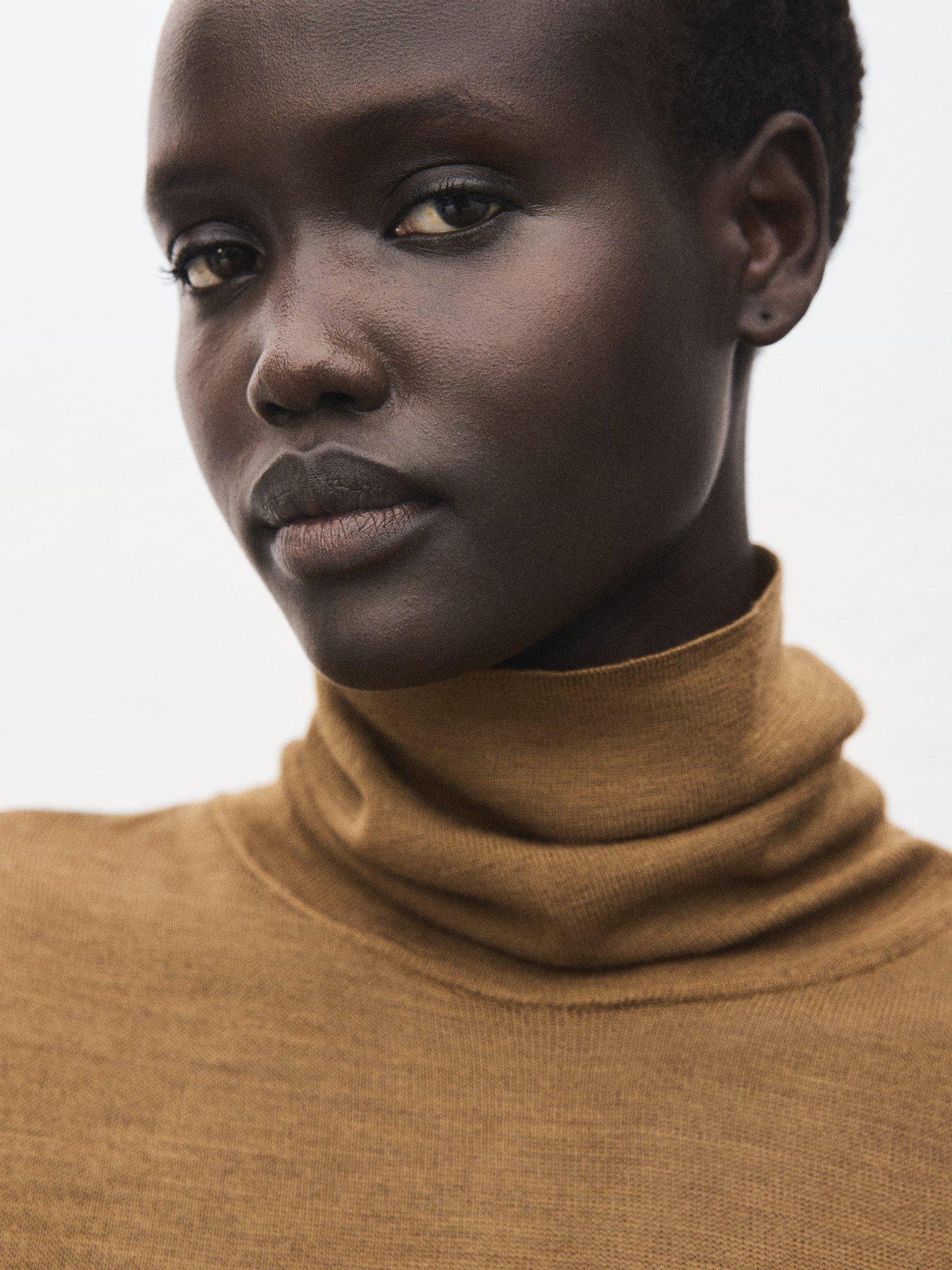 Product image 6 of 7, which shows Mango Mustasa Roll Neck Jumper, Dark Yellow, M