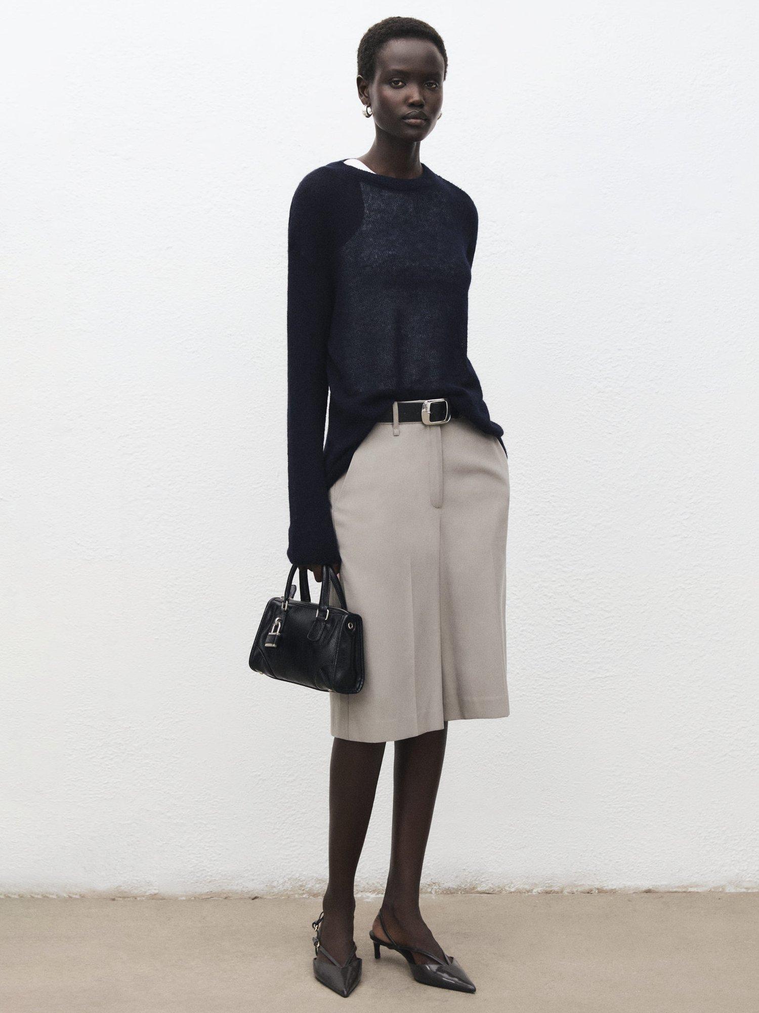 Product image 2 of 8, which shows Mango Pili Fine Knit Jumper, Navy, M