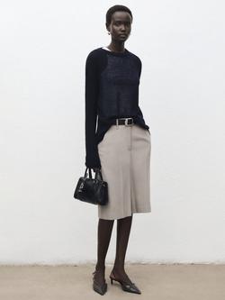 Mango Pili Fine Knit Jumper, Navy - view 2, Navy