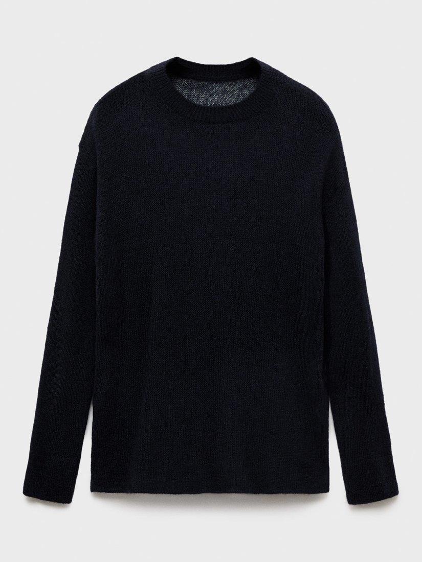 Product image 3 of 8, which shows Mango Pili Fine Knit Jumper, Navy, M