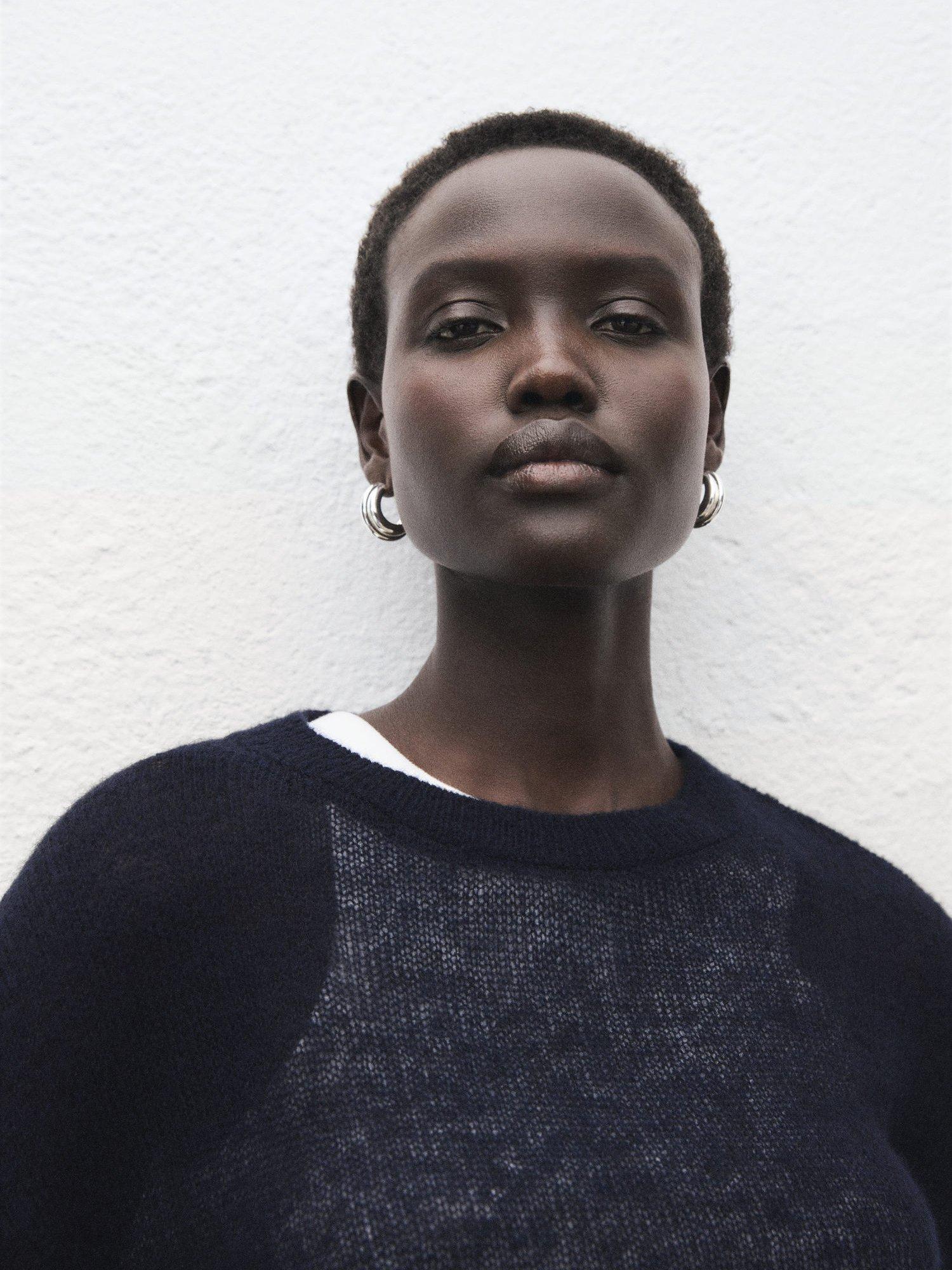 Product image 7 of 8, which shows Mango Pili Fine Knit Jumper, Navy, M