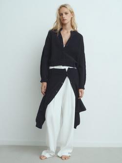 Mango Sea Round Neck Cardigan, Navy - view 2, Navy