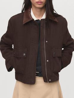 Mango Amelia Barn Jacket, Dark Brown, Dark Brown