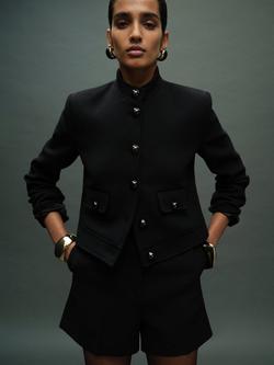 Mango Claudia Jewel Button Jacket, Black, Black