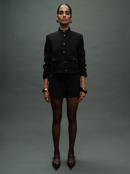 Mango Claudia Jewel Button Jacket, Black - view 2, Black