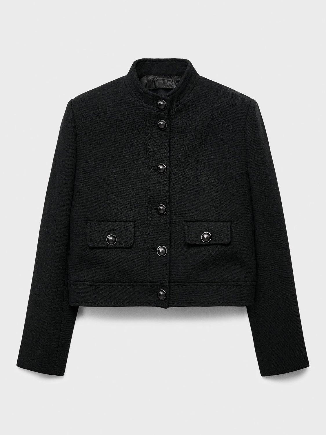 Product image 3 of 7, which shows Mango Claudia Jewel Button Jacket, Black, XXL