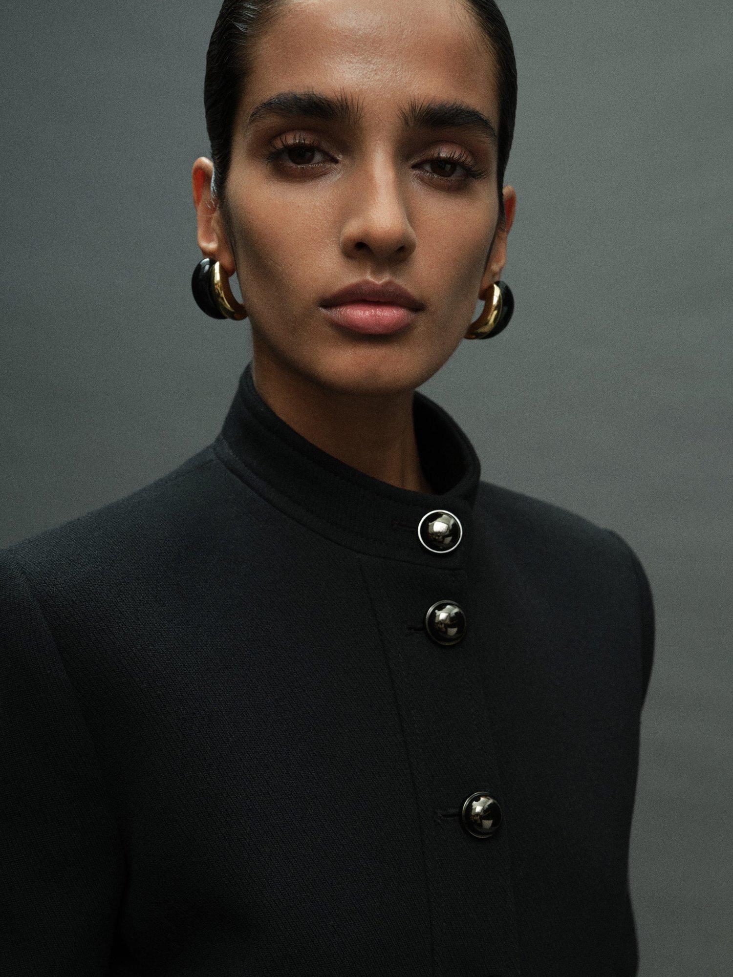 Product image 6 of 7, which shows Mango Claudia Jewel Button Jacket, Black, XXL