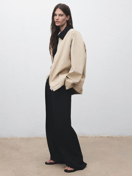 Mango Corduroy Collar Barn Jacket, Beige - view 2, Beige
