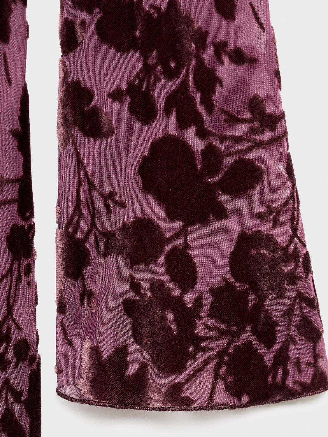 Product image 6 of 6, which shows Mango Ale Floral Jacquard Midi Dress, Dark Red, 12