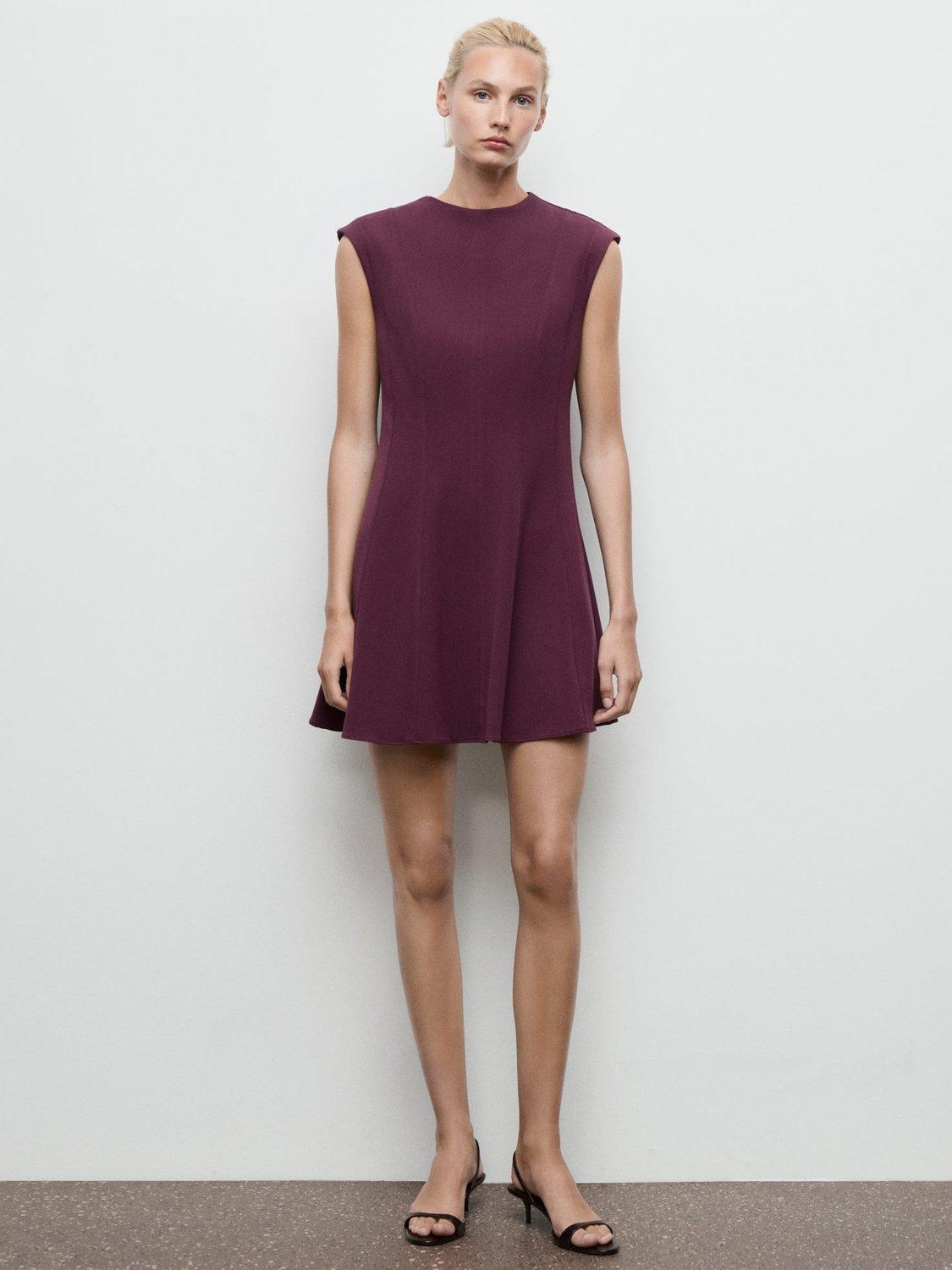 Product image 2 of 8, which shows Mango Cati Sleeveless Mini Dress, Dark Red, 10