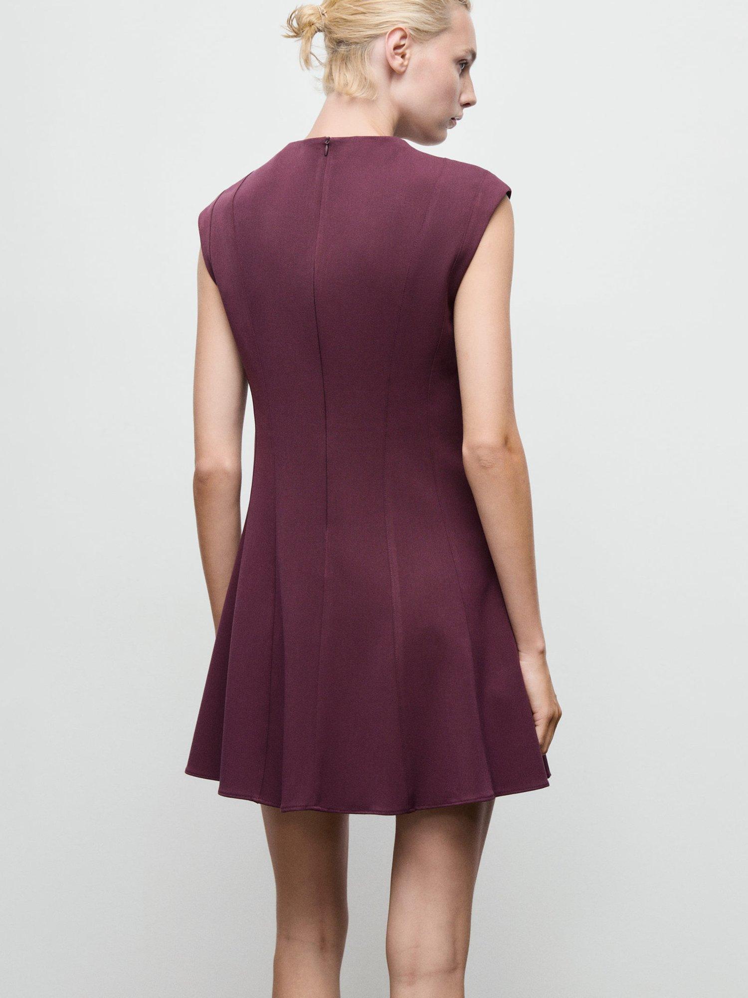 Product image 4 of 8, which shows Mango Cati Sleeveless Mini Dress, Dark Red, 10