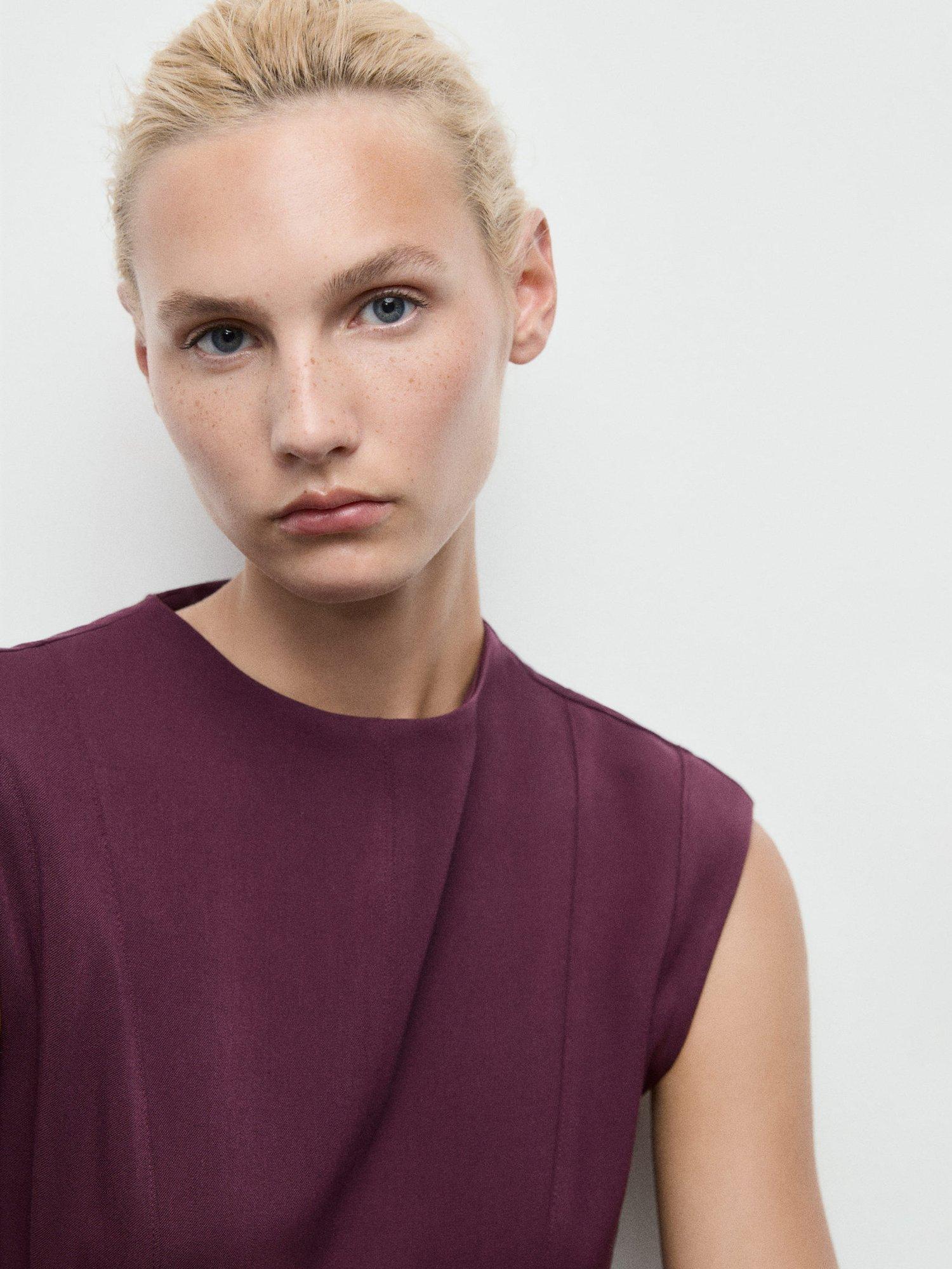 Product image 6 of 8, which shows Mango Cati Sleeveless Mini Dress, Dark Red, 10