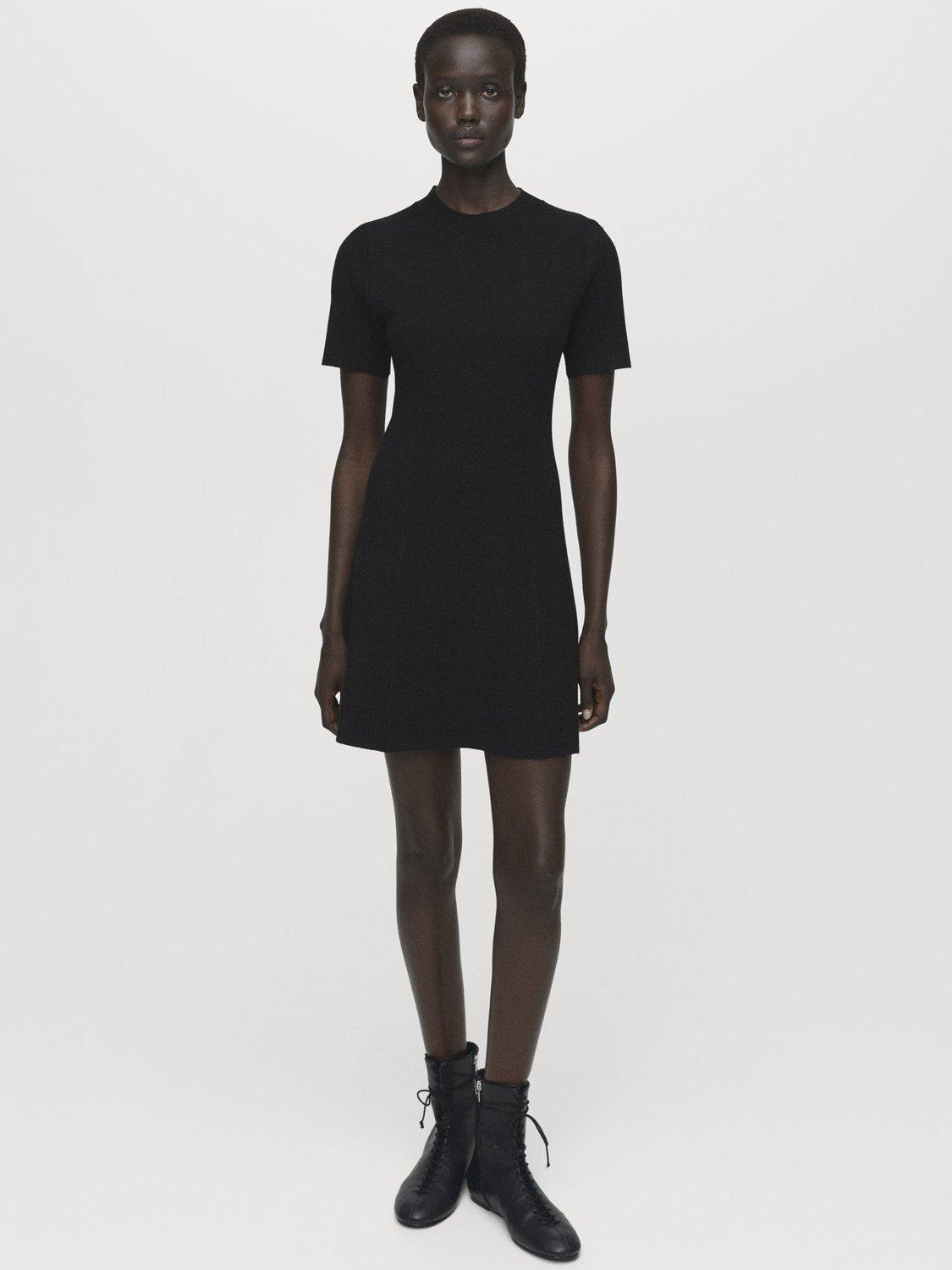 Product image 1 of 7, which shows Mango Domino Jumper Mini Dress, Black, 8