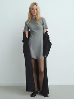 Mango Domino Jumper Mini Dress, Medium Grey