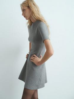 Mango Domino Jumper Mini Dress - view 2, Medium Grey