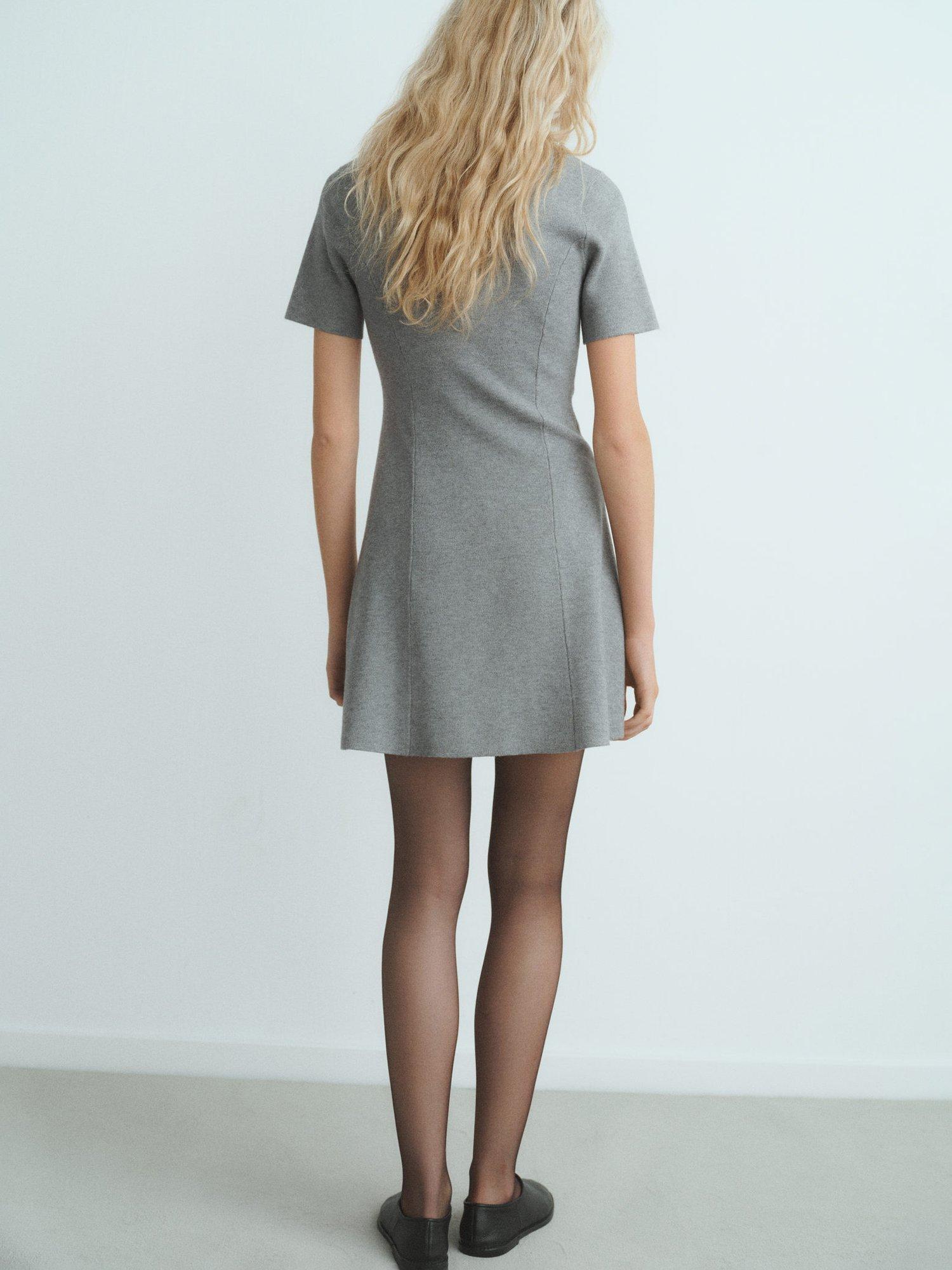Product image 4 of 8, which shows Mango Domino Jumper Mini Dress, Medium Grey, 10