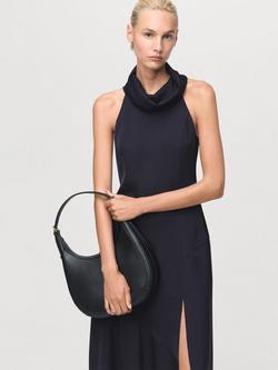 Mango Godia Sleeveless Cowl Neck Flared Midi Dress - view 2, Navy