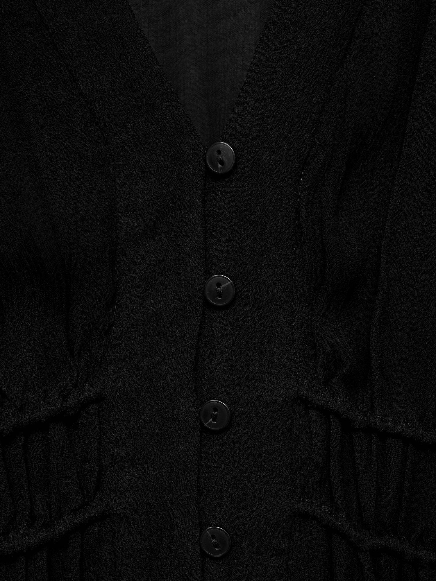 Product image 8 of 8, which shows Mango Mellow Long Sleeve V Neck Midi Dress, Black, 10